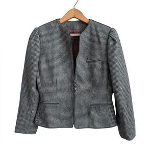 Vintage Stirling Cooper 100% Wool Houndstooth Blazer Puff Shoulder Fitted Jacket